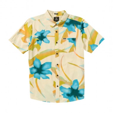 VOLCOM TRACERS FLORAL SHIRT LIGHT BEIGE