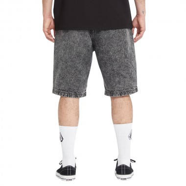 VOLCOM FREAZY LOOSE ELASTICATED WAIST SHORTS 22&quot LIGHT ACID BLK
