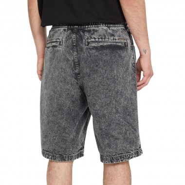 VOLCOM FREAZY LOOSE ELASTICATED WAIST SHORTS 22&quot LIGHT ACID BLK
