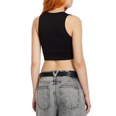 VOLCOM GIMMESTANK W RIB CROP TANK TOP BLACK