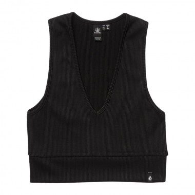 VOLCOM GIMMESTANK W RIB CROP TANK TOP BLACK