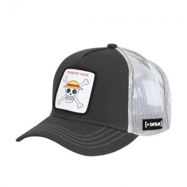CAPSLAB X ONE PIECE STRAW HAT CREW SKULL ADJ TRUCKER CAP