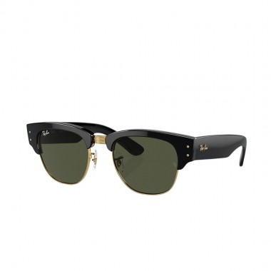 RAY-BAN MEGA CLUBMASTER SUNGLASSES POL.BLACK ON GOLD/G-15 GREEN