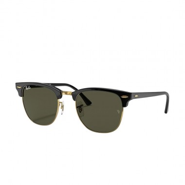 RAY-BAN CLUBMASTER CLASSIC SUNGLASSES POL.BLK ON GLD/G-15 GREEN