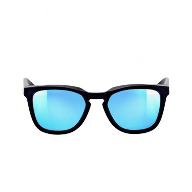 100PERCENT HUDSON SUNGLASSES MTT BLACK/HPR BLUE ML MIRROR LENS