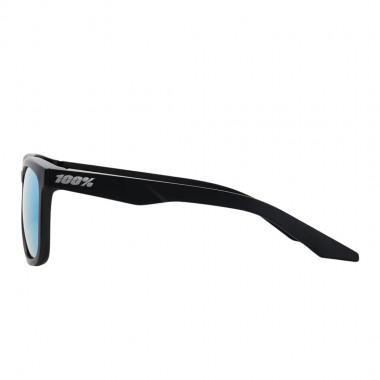 100PERCENT HUDSON SUNGLASSES MTT BLACK/HPR BLUE ML MIRROR LENS