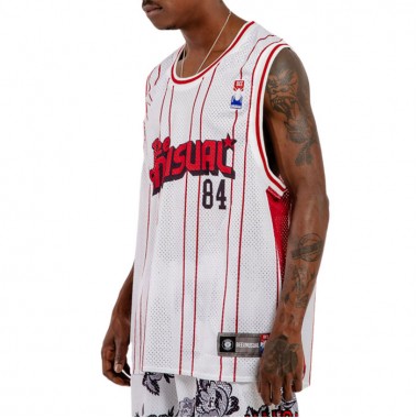 BEE UNUSUAL RETRO BASKETBALL JERSEY TANK WHITE/RED