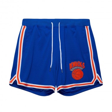 MITCHELL & NESS NBA KNICKS LOGO OVER GAME DAY SHORTS BLUE