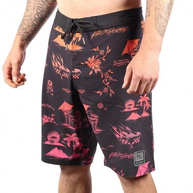 FASTHOUSE HIDEOUT BOARDSHORTS 21&quot BLACK/PINK