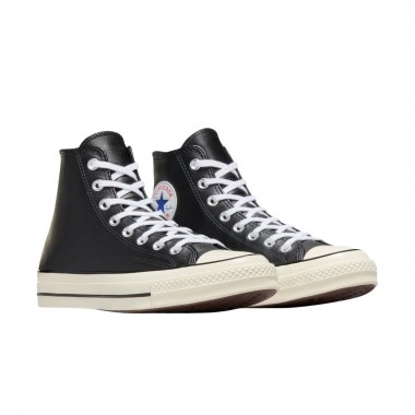 CONVERSE CHUCK 70 LEATHER HI SHOES BLACK/WHITE/EGRET