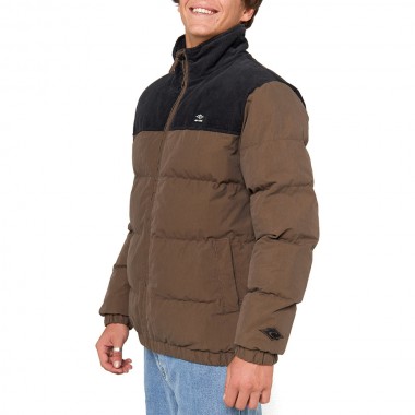 RIP CURL FADE OUT CORD PUFFER JACKET CHOCOLATE