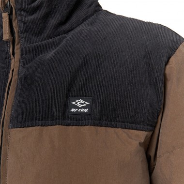 RIP CURL FADE OUT CORD PUFFER JACKET CHOCOLATE