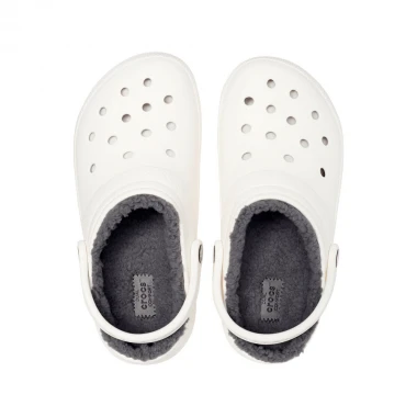 CROCS CLASSIC LINED CLOGS WHITE/GREY