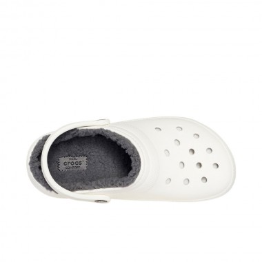 CROCS CLASSIC LINED CLOGS WHITE/GREY