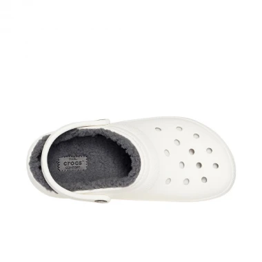 CROCS CLASSIC LINED CLOGS WHITE/GREY