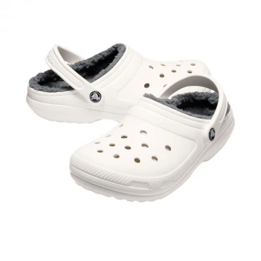 CROCS CLASSIC LINED CLOGS WHITE/GREY