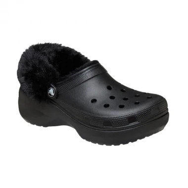 CROCS CLASSIC PLATFORM FUZZ LINED W CLOGS BLACK
