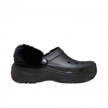CROCS CLASSIC PLATFORM FUZZ LINED W CLOGS BLACK