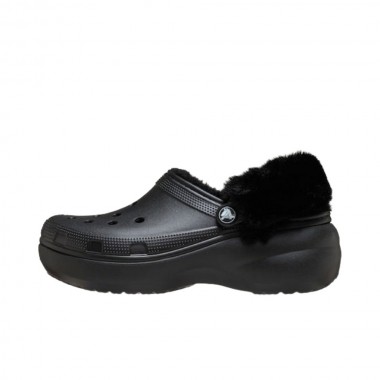 CROCS CLASSIC PLATFORM FUZZ LINED W CLOGS BLACK