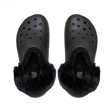 CROCS CLASSIC PLATFORM FUZZ LINED W CLOGS BLACK