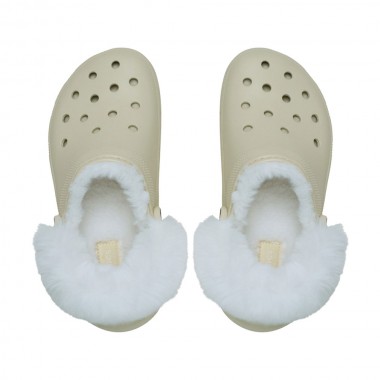 CROCS CLASSIC PLATFORM FUZZ LINED W CLOGS BONE