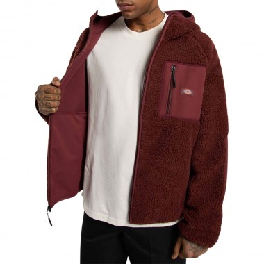 DICKIES CENTRAL HIGH PILE HOODED ZIP FLEECE ANDORRA