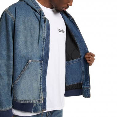 DICKIES HILHAM HOODED JACKET KHAKI TINTED BLUE