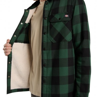 DICKIES LINED SACRAMENTO LS SHIRT PINE NEEDLE GREEN