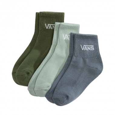 VANS CLASSIC HALF CREW K SOCKS 3-PACK GRAY OLIVE