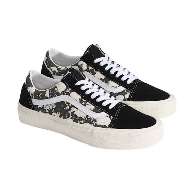 VANS SKATE OLD SKOOL SKULL PILE SHOES BLACK/WHITE/GUM