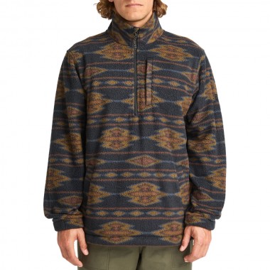 BILLABONG BOUNDARY HALF ZIP MOCK NECK FLEECE BLACK 1