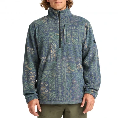BILLABONG BOUNDARY HALF ZIP MOCK NECK FLEECE NAVY