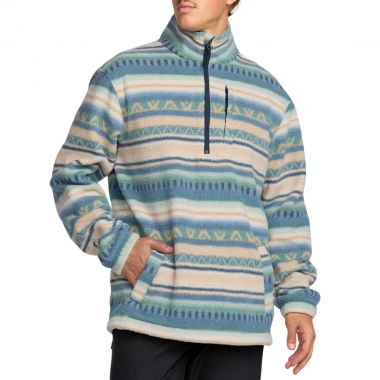 BILLABONG BOUNDARY HALF ZIP MOCK NECK FLEECE SILVER BIRCH