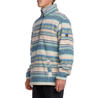 BILLABONG BOUNDARY HALF ZIP MOCK NECK FLEECE SILVER BIRCH