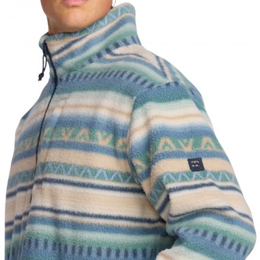 BILLABONG BOUNDARY HALF ZIP MOCK NECK FLEECE SILVER BIRCH