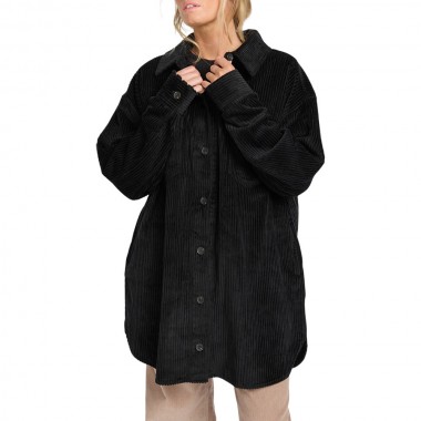 BILLABONG WINTER OCEAN LS SHIRT DRESS BLACK PEBBLE