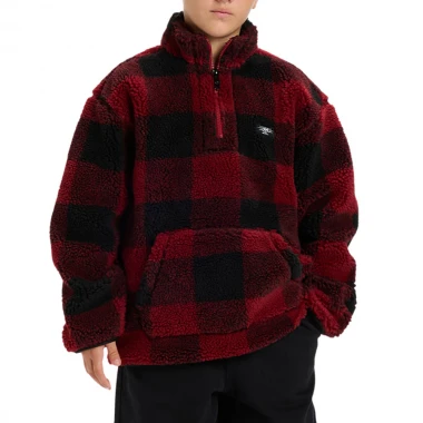 QUIKSILVER MERCURY WOODLANDS K H-ZIP SHERPA SWEATSHIRT WB RED
