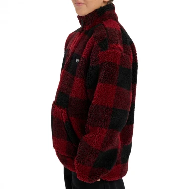 QUIKSILVER MERCURY WOODLANDS K H-ZIP SHERPA SWEATSHIRT WB RED
