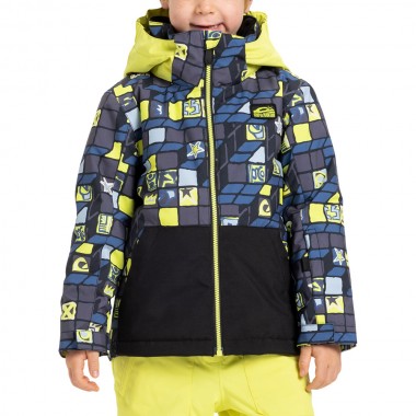 QUIKSILVER LITTLE MISSION K SNOW JACKET 3D CHECKER YELLOW PLUM