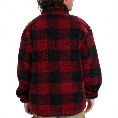 QUIKSILVER MERCURY WOODLANDS HALF ZIP SHERPA SWEATSHIRT WB RED