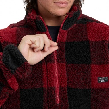 QUIKSILVER MERCURY WOODLANDS HALF ZIP SHERPA SWEATSHIRT WB RED