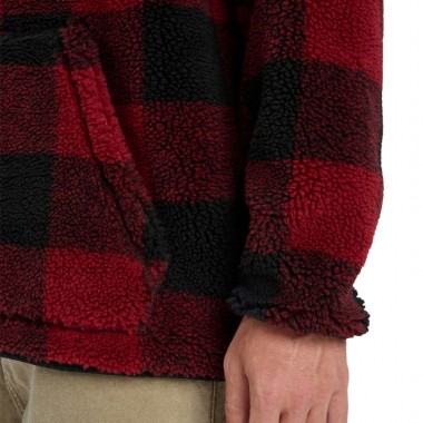QUIKSILVER MERCURY WOODLANDS HALF ZIP SHERPA SWEATSHIRT WB RED