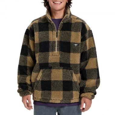 QUIKSILVER MERCURY WOODLANDS HALF ZIP SHERPA SWEATSHIRT ELMWOOD