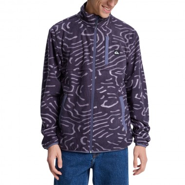 QUIKSILVER NO DESTINATION ZIP FLEECE GRAYSTONE LINEAR STAMP