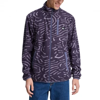 QUIKSILVER NO DESTINATION ZIP FLEECE GRAYSTONE LINEAR STAMP