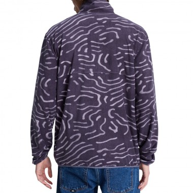 QUIKSILVER NO DESTINATION ZIP FLEECE GRAYSTONE LINEAR STAMP