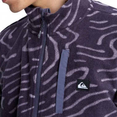 QUIKSILVER NO DESTINATION ZIP FLEECE GRAYSTONE LINEAR STAMP