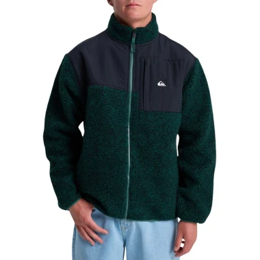 QUIKSILVER SHALLOW WATER ZIP FLEECE TREKKING GREEN HEATHER