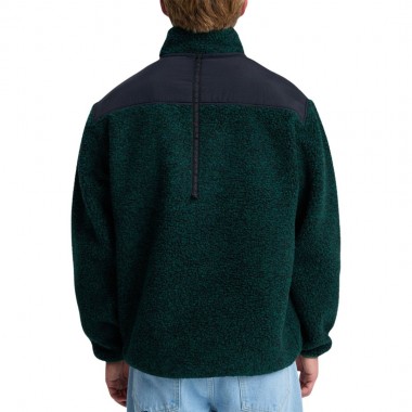 QUIKSILVER SHALLOW WATER ZIP FLEECE TREKKING GREEN HEATHER