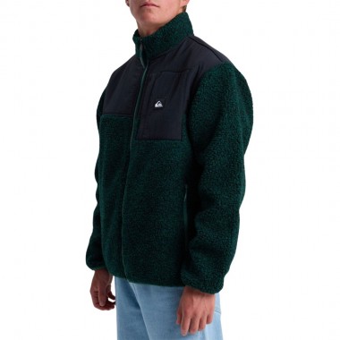 QUIKSILVER SHALLOW WATER ZIP FLEECE TREKKING GREEN HEATHER